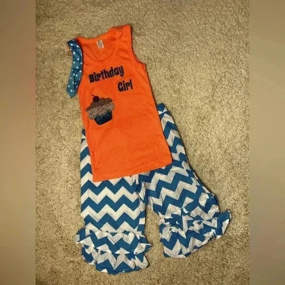 GIRLS BOUTIQUE BIRTHDAY GIRL OUTFIT SIZE 6 NWOT
