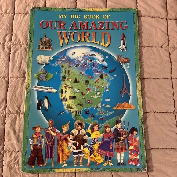 Vtg Y2K 2000 My Big Book of Our Amazing World Board Book Educational Geography