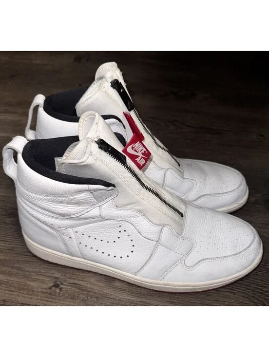 Nike Air Jordan 1 Retro High Zip Trainers US 13 White University Red AR4833-100