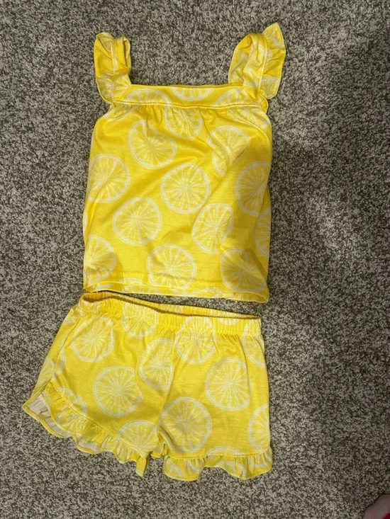Carter's Yellow Lemon Slice Ruffle-Trim Shorts Set