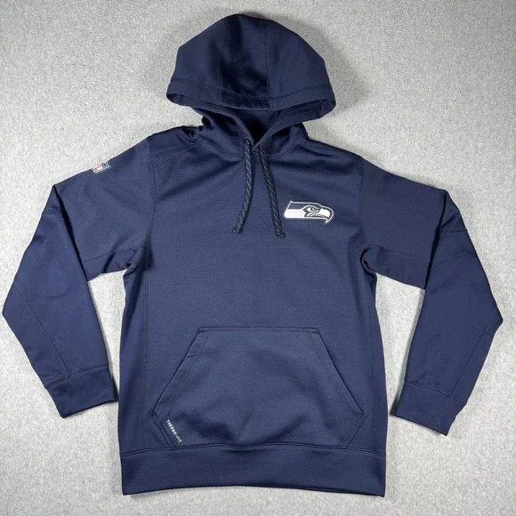 Nike Seattle Seahawks NFL Therma-FIT Pullover Hoodie Navy Blue Size S