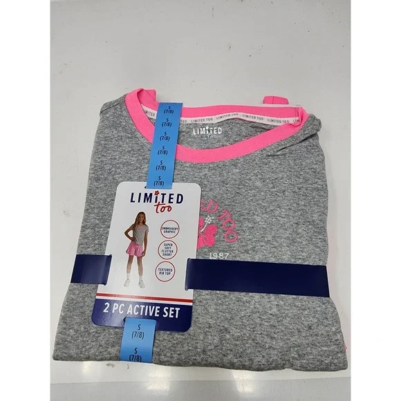 Limited Too Girls Athletic 2 PC Active Set Pink Cotton Blend Casual Size‎ Small