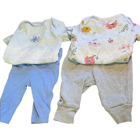 Carter's Just‎ One You Baby Girl Floral Bodysuit & Pants Set 0-3 Months 4LOT