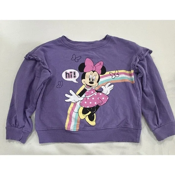 Disney Minnie Mouse Girls 2pc Fleece Sweatshirt Leggings Set Purple Black 6X