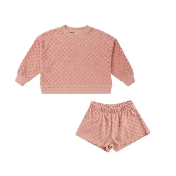 Rylee & Cru Baby Pink Check Top and Shorts Set Size 2-3 Years
