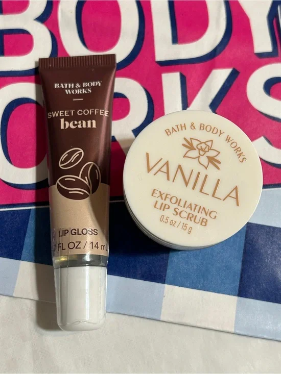 Bath & Body Works Vanilla Lip Scrub & Sweet Coffee Bean Lip Gloss