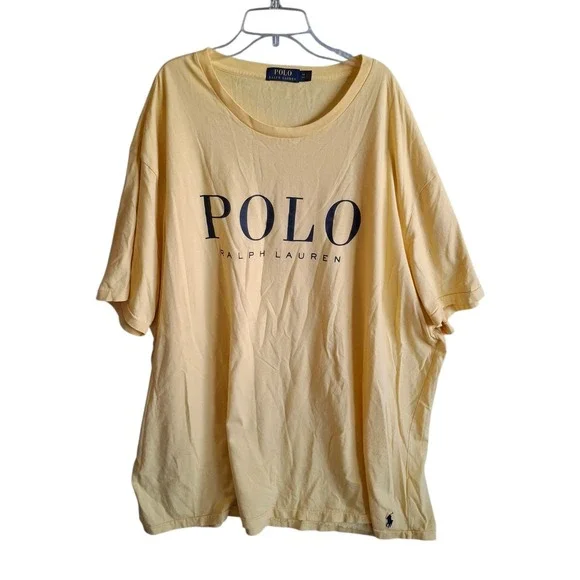 Polo Ralph Lauren T Shirt Adult 4XB Yellow Front Logo Big Tall Short Sleeve