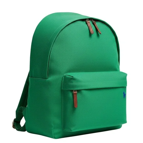 Polo Ralph Lauren Canvas Backpack Green Classic‎ Polo Pony Logo School Work Nwot