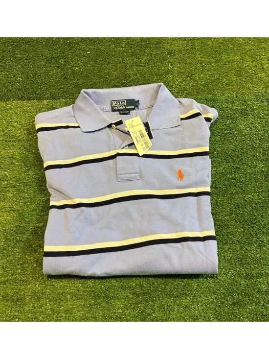 Vintage Polo Ralph Lauren polo mens large blue white deadstock new short sleeve