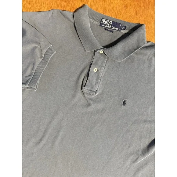 Vintage Polo by Ralph Lauren Polo Shirt‎ Men's XL Gray Short Sleeve Black Pony