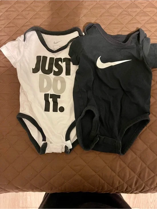 Nike Kids' Black & White 'Just Do It' One-Piece Bodysuits