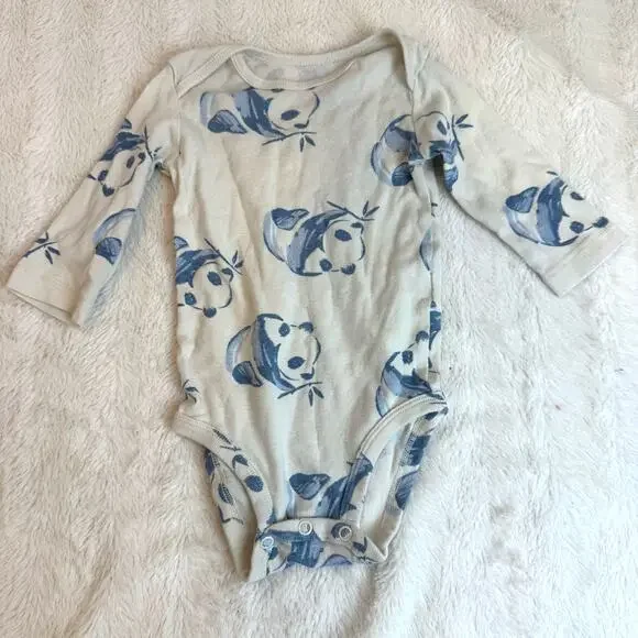 Carter's Blue Panda Print Bodysuit Onesie Baby Boy 6 Months Girl Gender Neutral