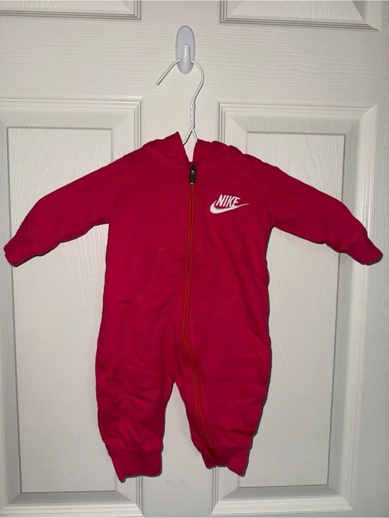 Nike Hot Pink Zip-Up Hooded Infant One-Piece