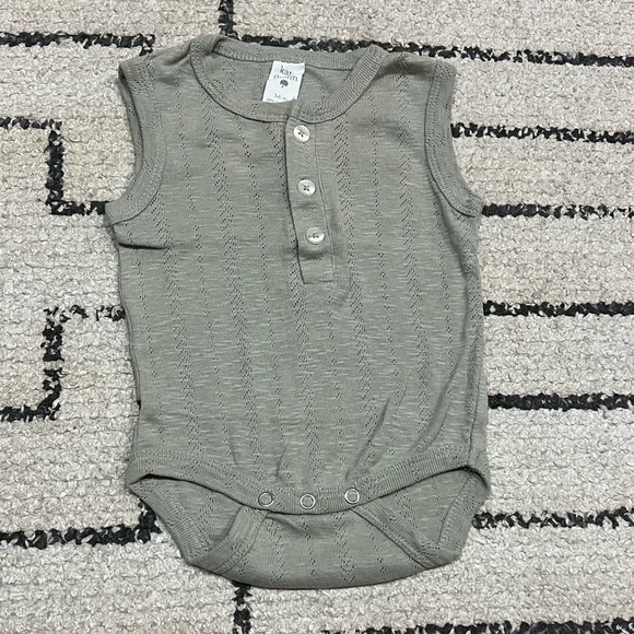 Kate Quinn Sleeveless Sage Green Baby Onesie