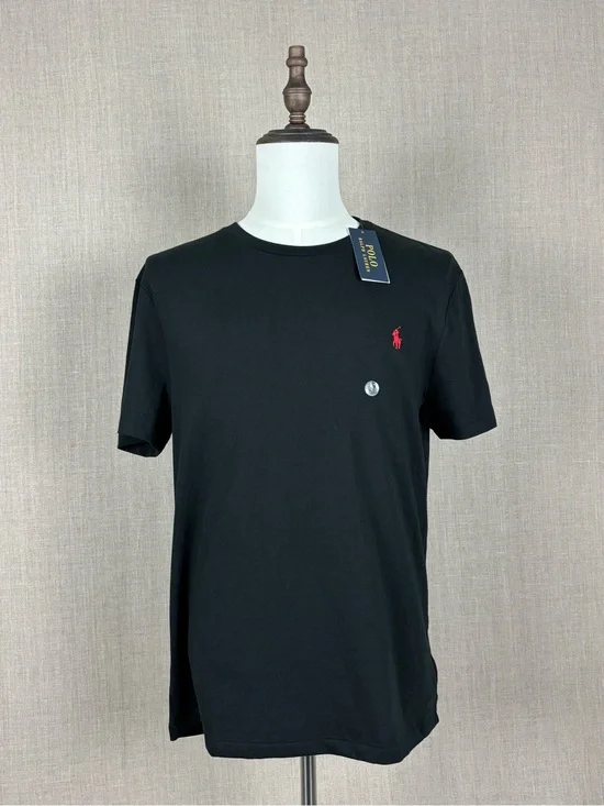 Polo Ralph Lauren 100% Cotton Custom Slim Fit T-Shirt Black Red Pony L NWT