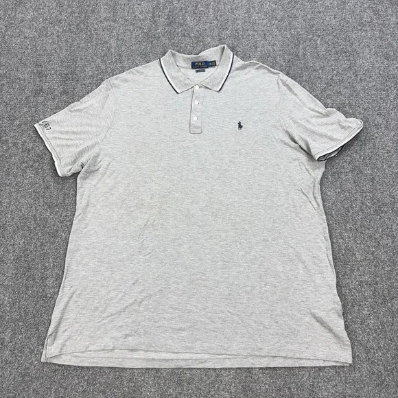 Polo Ralph Lauren Polo Shirt Mens 2XL Gray 100% Cotton Jersey Classic Fit Logo
