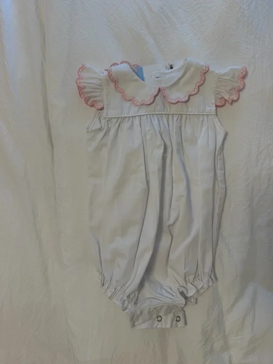 Classic White Baby One-Piece with Pink Trim- NWT