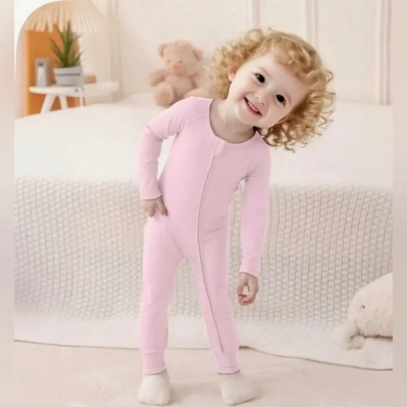Cuddloom BABY Bamboo Baby Pink Footed Pajamas Cozy Comfy Soft Breathable 3-6M