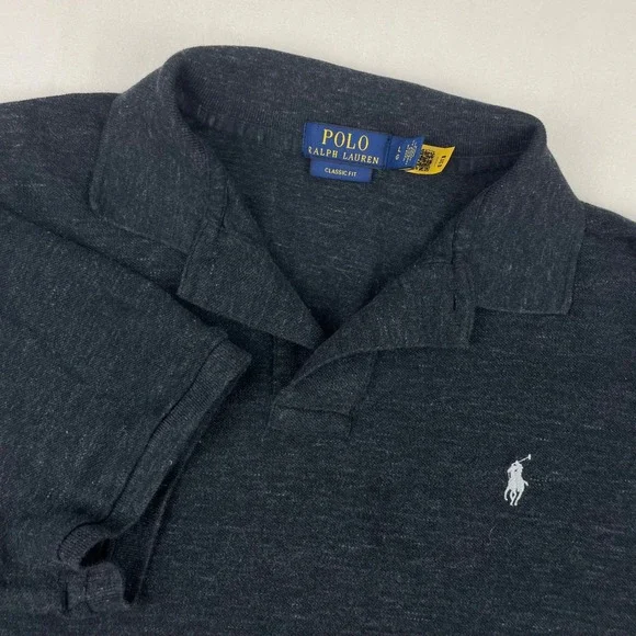 Polo Ralph Lauren Mens Classic Fit Short Sleeve Polo Shirt Gray Heather Large