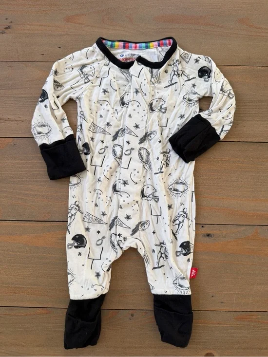 Like New Magnetic Me Football Modal Convertible Coverall - Newborn