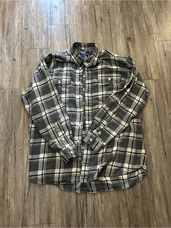 Polo by Ralph Lauren Gray and White Plaid Button-Down Shirt