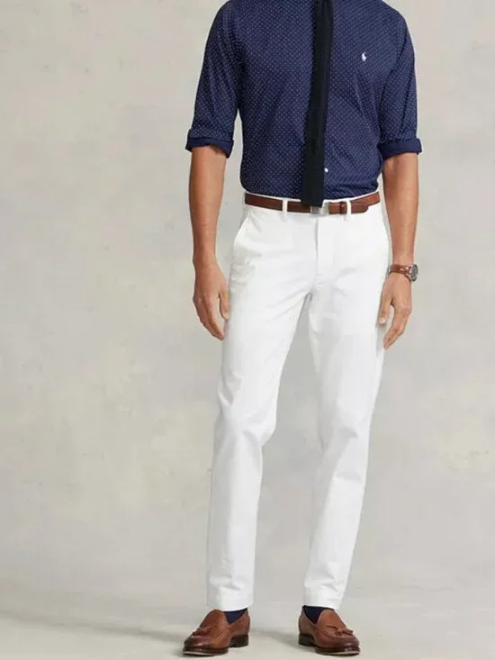NWT POLO RALPH LAUREN STRECTH STRAIGHT FIT WHITE PERFORMANCE CHINO PANTS 33 X 32