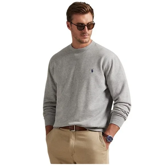 Polo Ralph‎ Lauren Mens Crewneck Fleece Sweatshirt Heather Gray 2XLT  Logo NEW