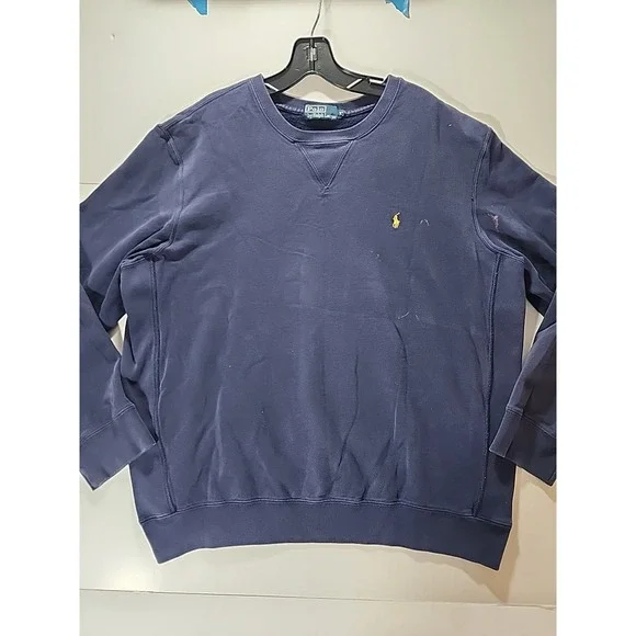 VTG Polo Ralph Lauren Sweatshirt Mens XL‎ Blue Crewneck V-Stitch 90s Blue Tag