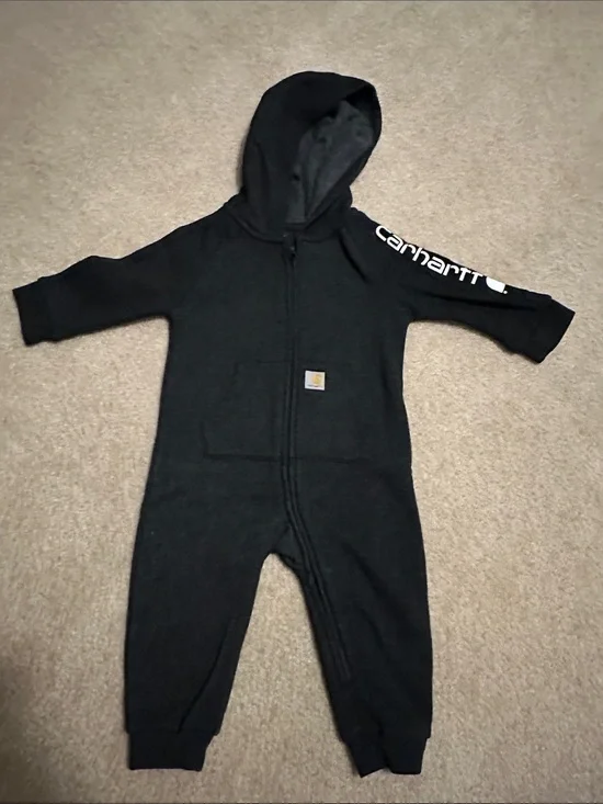 Carhartt Black Hooded Zip-Front Kids One-Piece