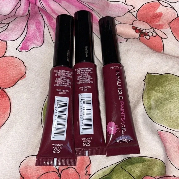 3 pcs BN Loreal Infallible Paint lipstick #326 Sultry Sangria”
