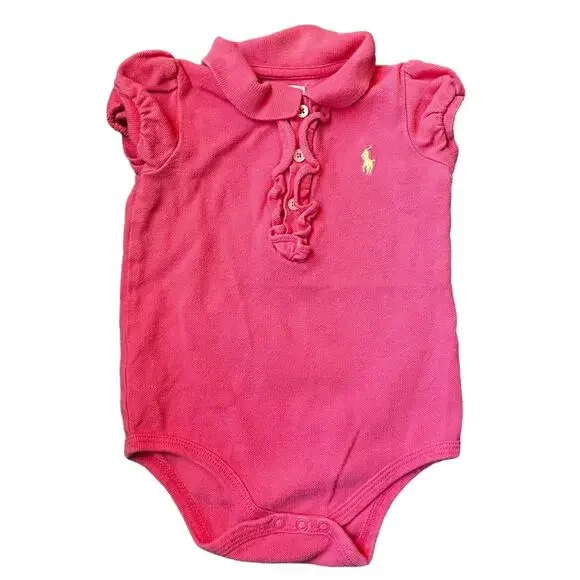 Ralph Lauren Girl's 9M One Piece Ruffled Bodysuit