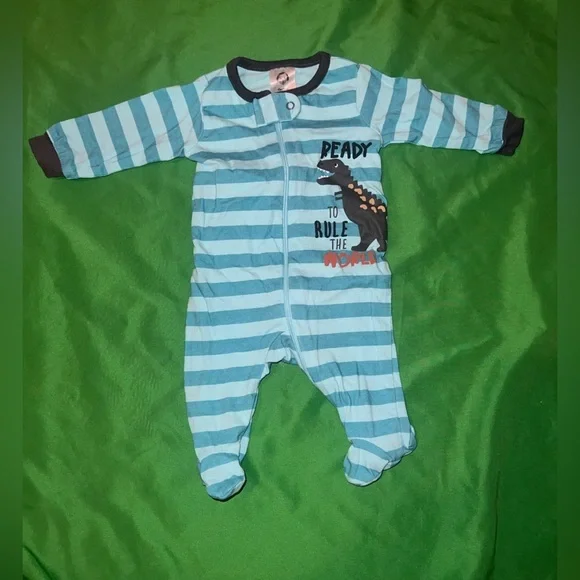 Gerber Blue and Black Striped Kids Footie size Newborn