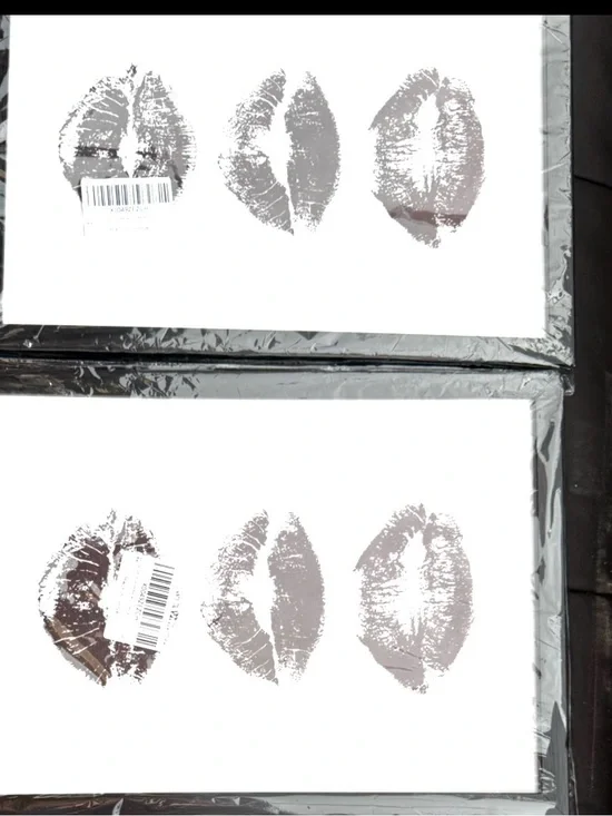 Source Unknown Neutral Lip Print Canvas Art – Gray Taupe Kiss Trio
