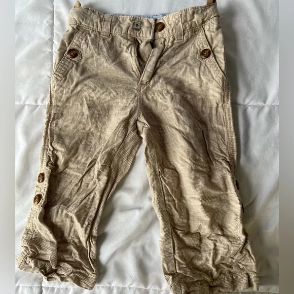 Gap Glenn Check Beige and White roll up pants/capri