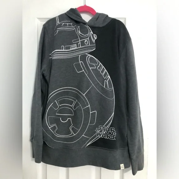 Gap 1969 Star Wars‎ BB-8 hooded grey sweatshirt boys size XL 12 school outdoor