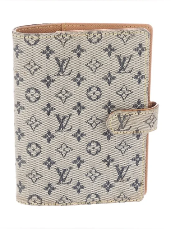LOUIS VUITTON PM Agenda Cover Mini Lin Canvas Blue Denim