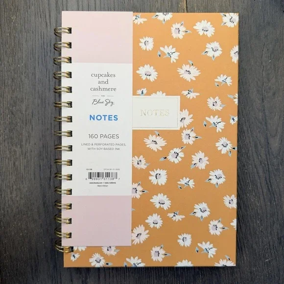 Blue Sky A5‎ Spiral Notes Notebook 160 Pages Orange Floral Cupcakes And Cashmere