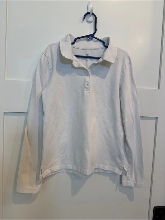 GAP Girls Uniform White Long Sleeve Polo Top