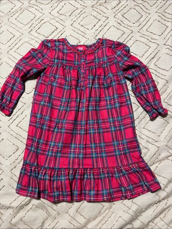 Family Pajamas Red Plaid Girls Long-Sleeve Nightgown