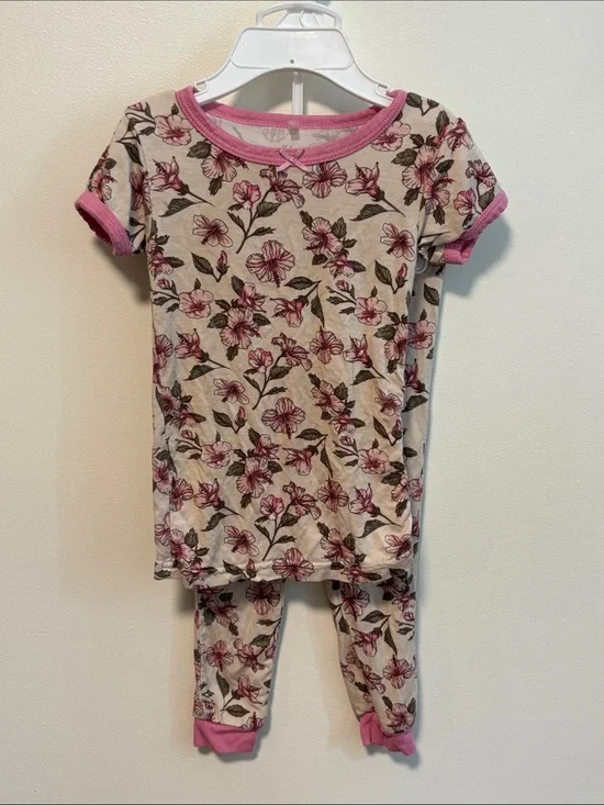 Girls Short-Sleeve Floral Pajama Set - Pink Floral