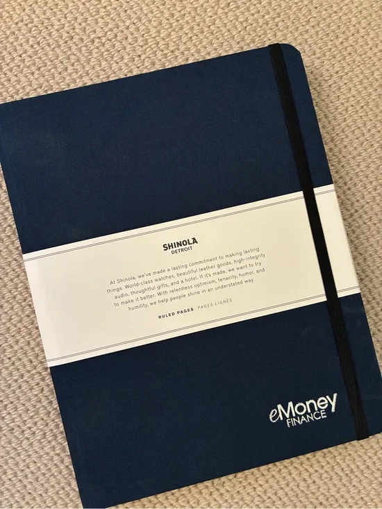 Shinola Navy eMoney Finance Hardcover Journal with Lined Pages