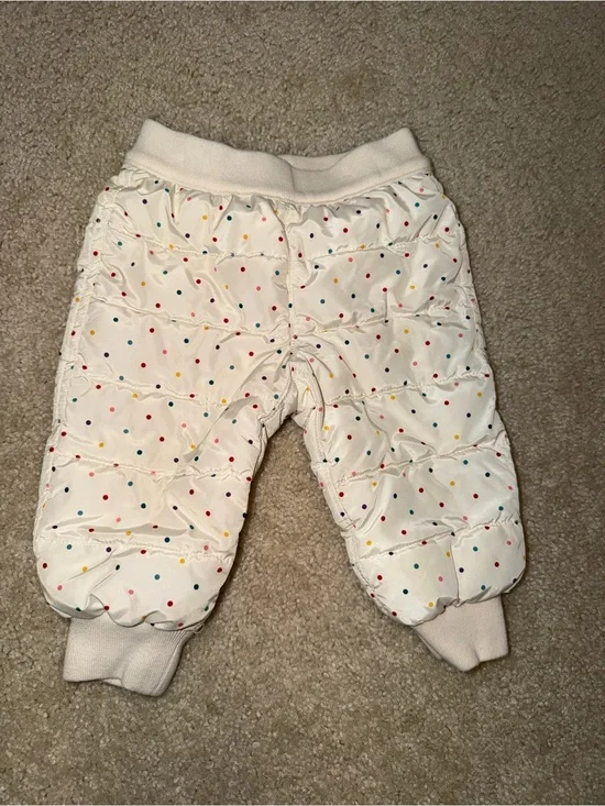 Cream Snow Pants with Multicolor Polka Dots
