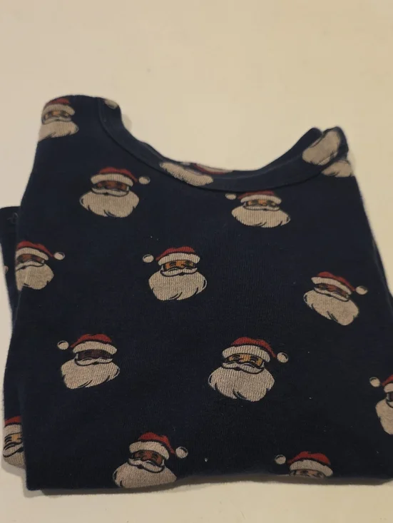 GAP Navy Santa Face Pajama Top with Red Accents Size 4t Black Santa White Santa