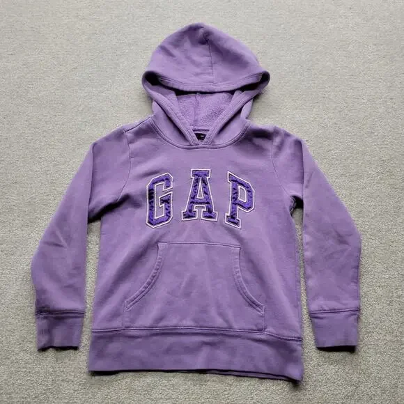 Gap Kids Girls Small 6-7 Purple Logo Pullover Hoodie Sweatshirt