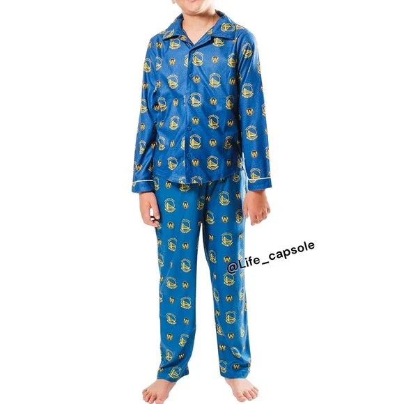 Size 10‎ (M) 2 Pcs Golden State Warriors Pajamas Set Curry Medium Boys PJs NBA
