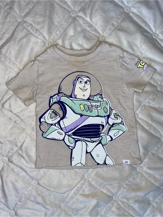 GAP Beige Kids Buzz Lightyear Graphic Tee with Mint & Purple Accents