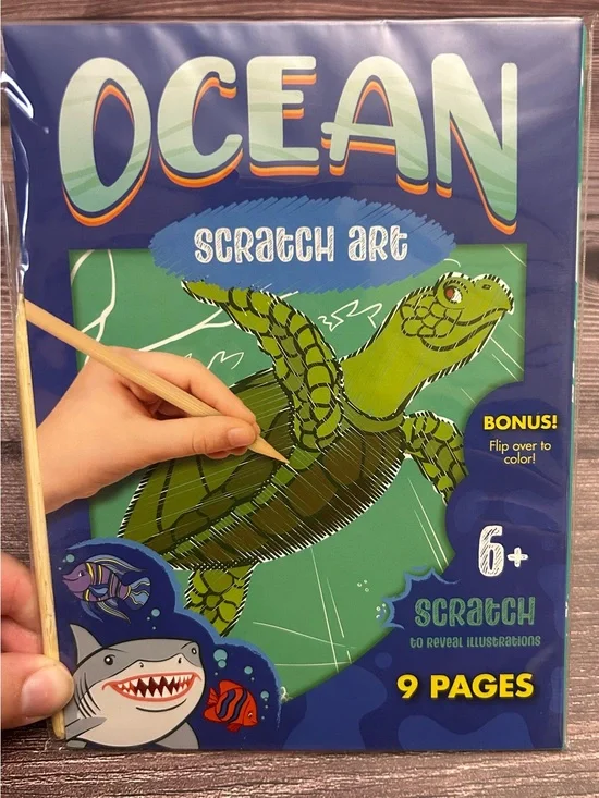 Ocean Scratch Art Kit Notebook - Green Cover