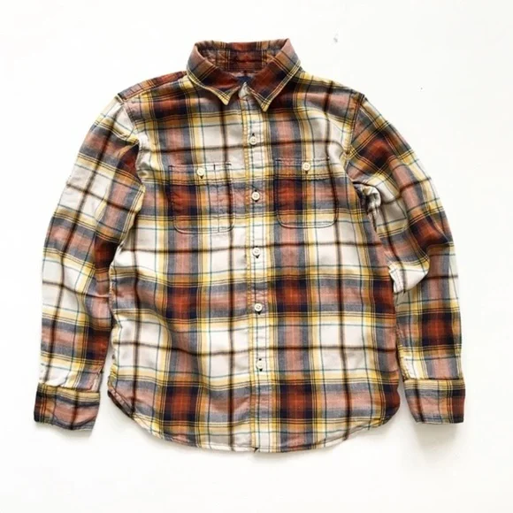Gap kids plaid double layer button down EUC L(10Y)