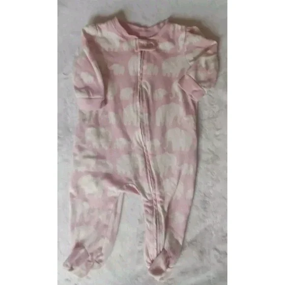 pajama 0 to 3 months Girls Baby Gap elephant baby pink sleeper infant sleepwear