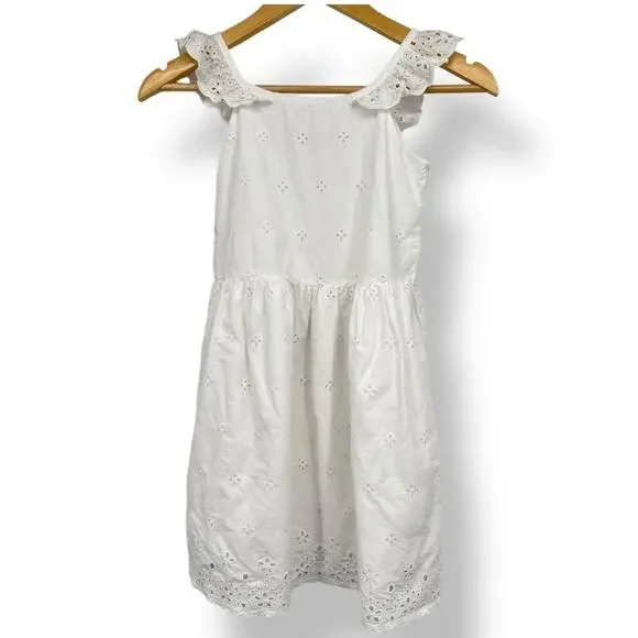 Gap‎ Girl's White Eyelet Scalop Trim White Dress Sz. M 8 Easter Wedding Formal